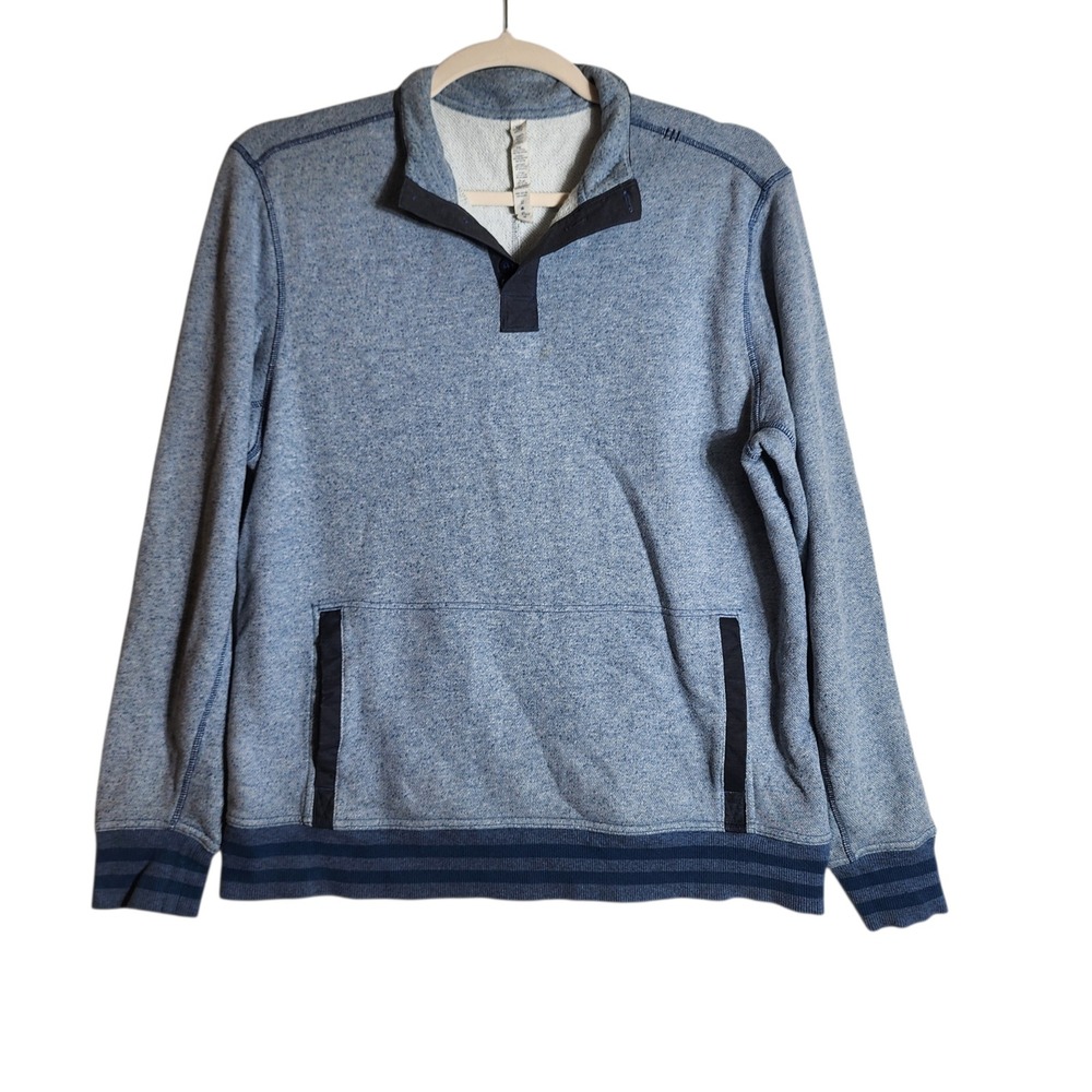 Lululemon Athletica Mens XXLβ Blue Heathered Snap Mock Neck Pullover Sweatshirt